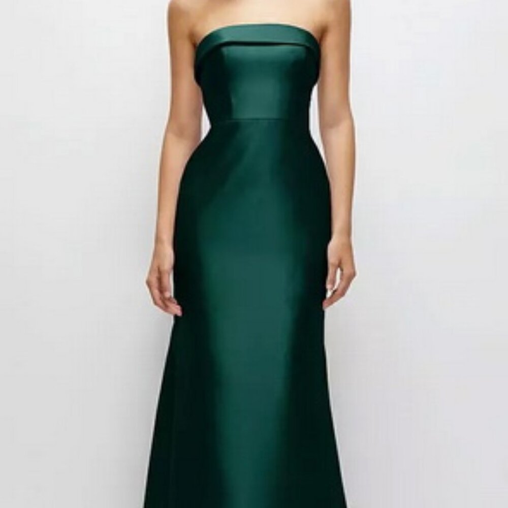 Alfred Sung Evergreen Strapless Satin Trumpet Gown D870